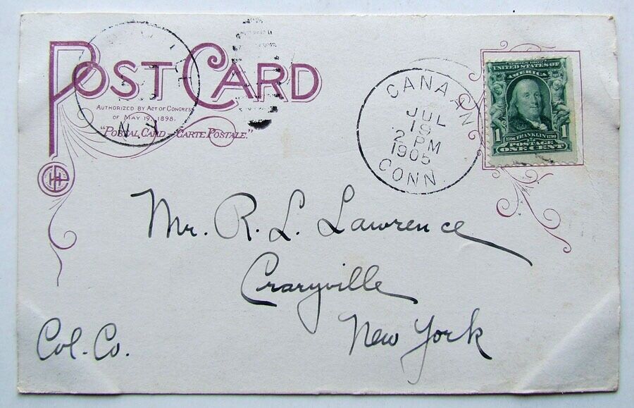 ANTIQUE 1905 UNDIVIDED POSTCARD BLACKBERRY VALLEY CANAAN CONN.