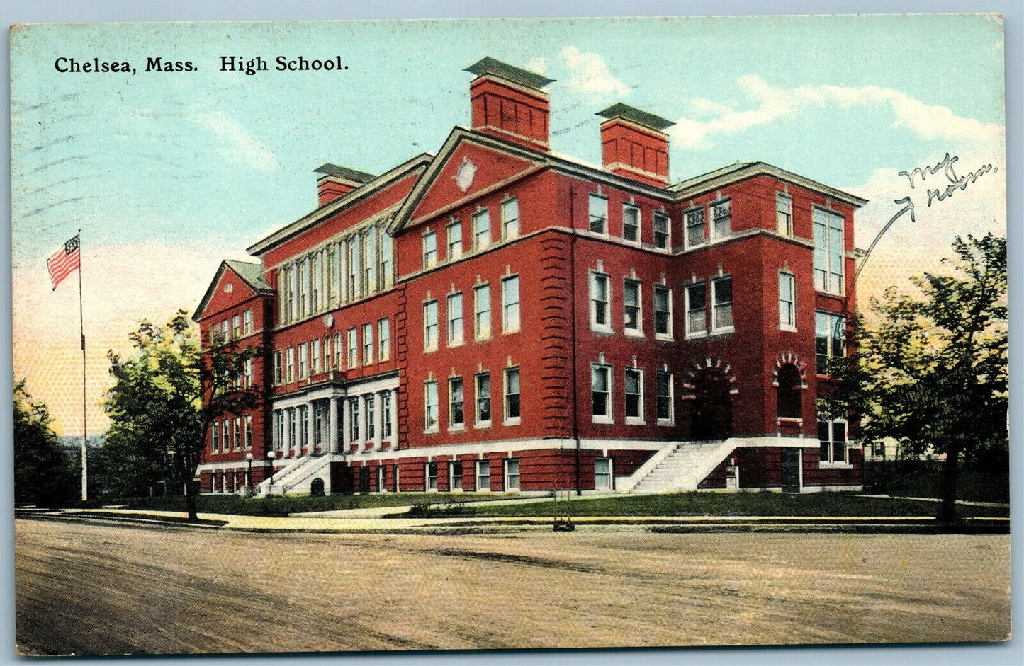 CHELSEA MA HIGH SCHOOL ANTIQUE POSTCARD