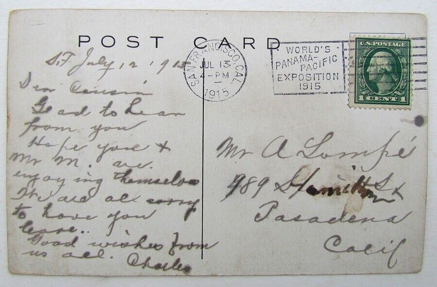 VINTAGE 1915 POSTCARD - S.S. MISSOURIAN of AMERICAN HAWAIIAN LINE PANAMA CANAL