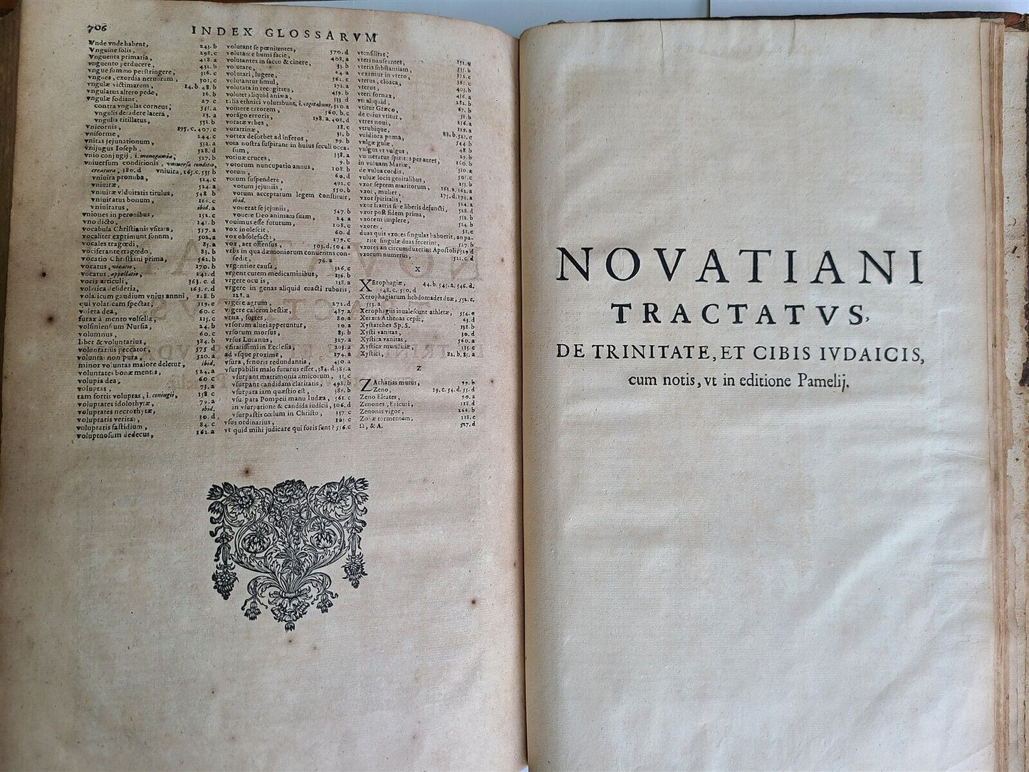 1664 OPERA AD VETUSTISSIMORUM EXEMPLARIUM FIDEM by TERTULLIAN Folio antique