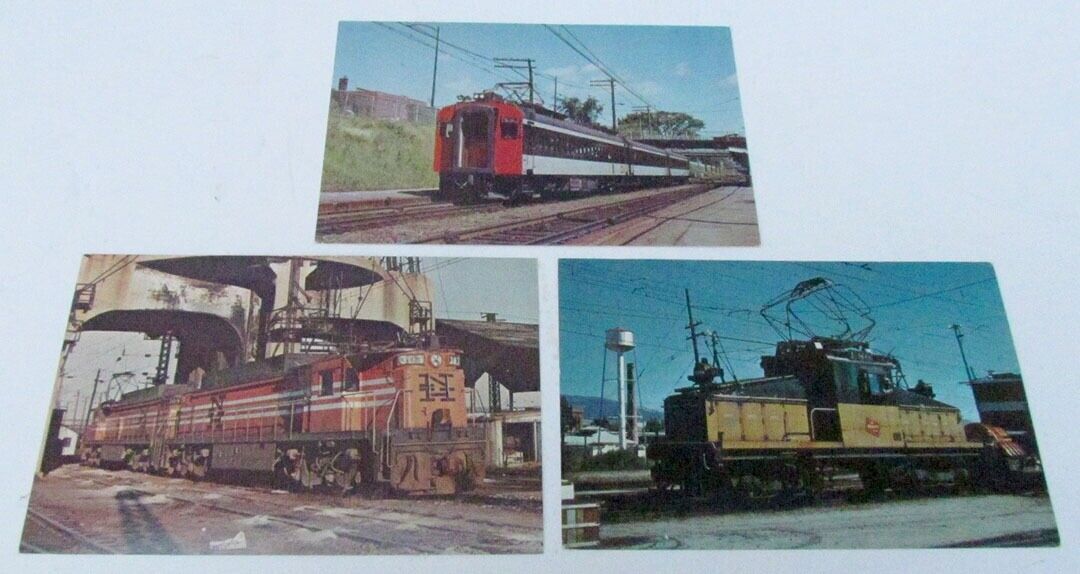 LOT OF 3 VINTAGE RAILROAD POSTCARDS - ELECTRIC TRAINS railway