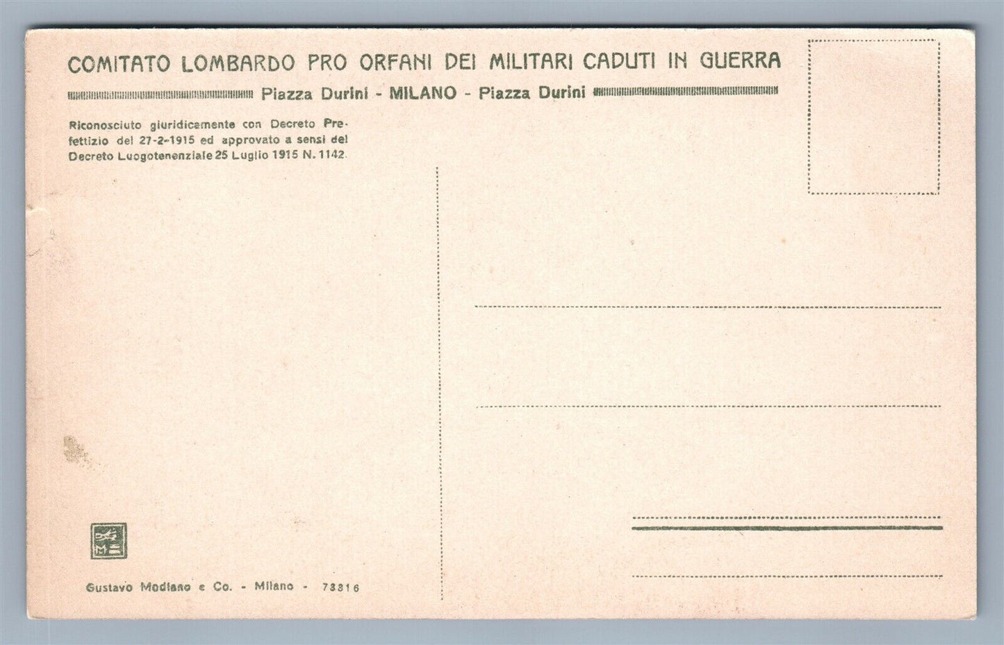 SPANISH WWI ORPHANS ANTIQUE POSTCARD