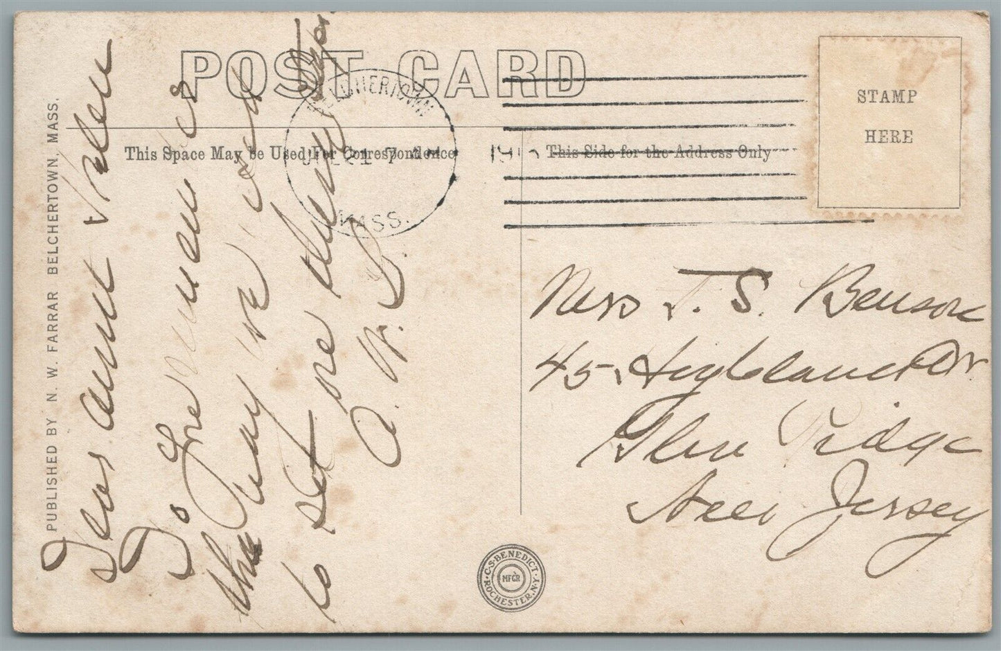 BELCHERTOWN MA METHODIST CHURCH ANTIQUE REAL PHOTO POSTCARD RPPC