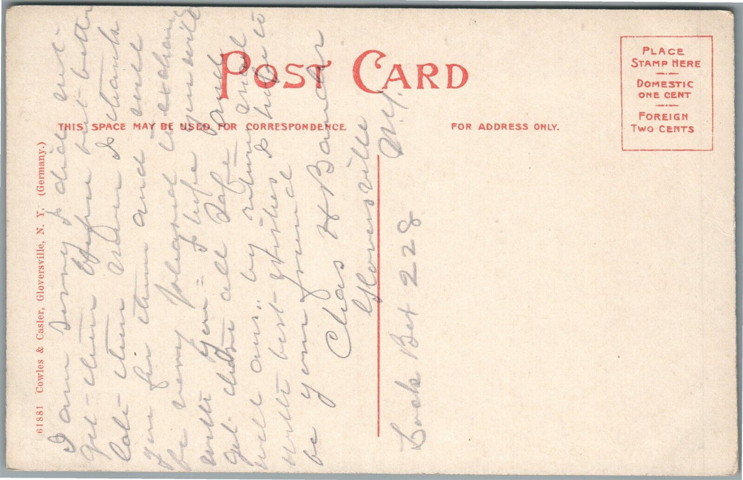 GLOVERSVILLE NY W. FULTON STREET ANTIQUE POSTCARD