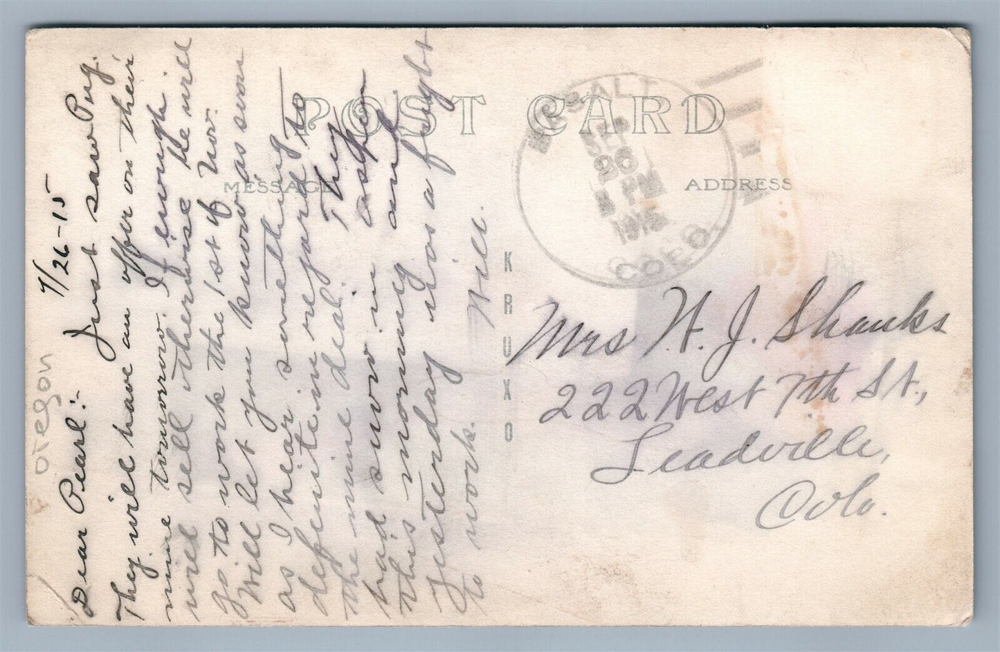 CASTLE CREEK CANYON VINTAGE REAL PHOTO POSTCARD RPPC