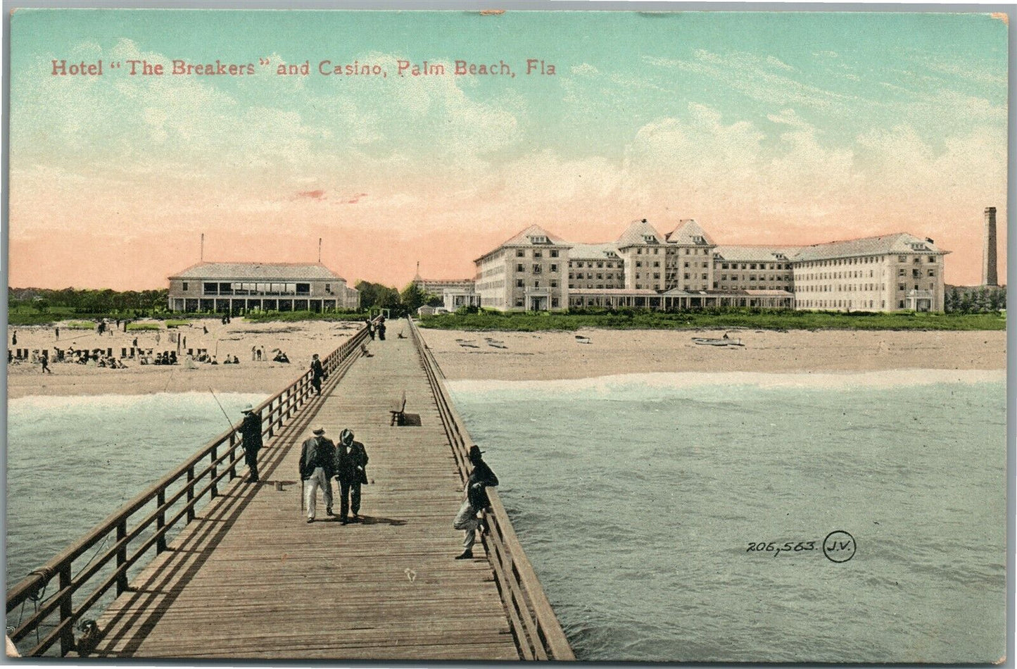 PALM BEACH FL HOTEL BREAKERS & CASINO ANTIQUE POSTCARD