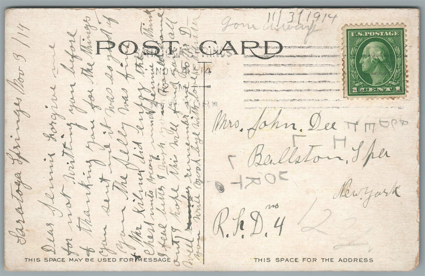SARATOGA SPRINGS NY ARONDACK SPRINGS AT GEYSERS ANTIQUE POSTCARD