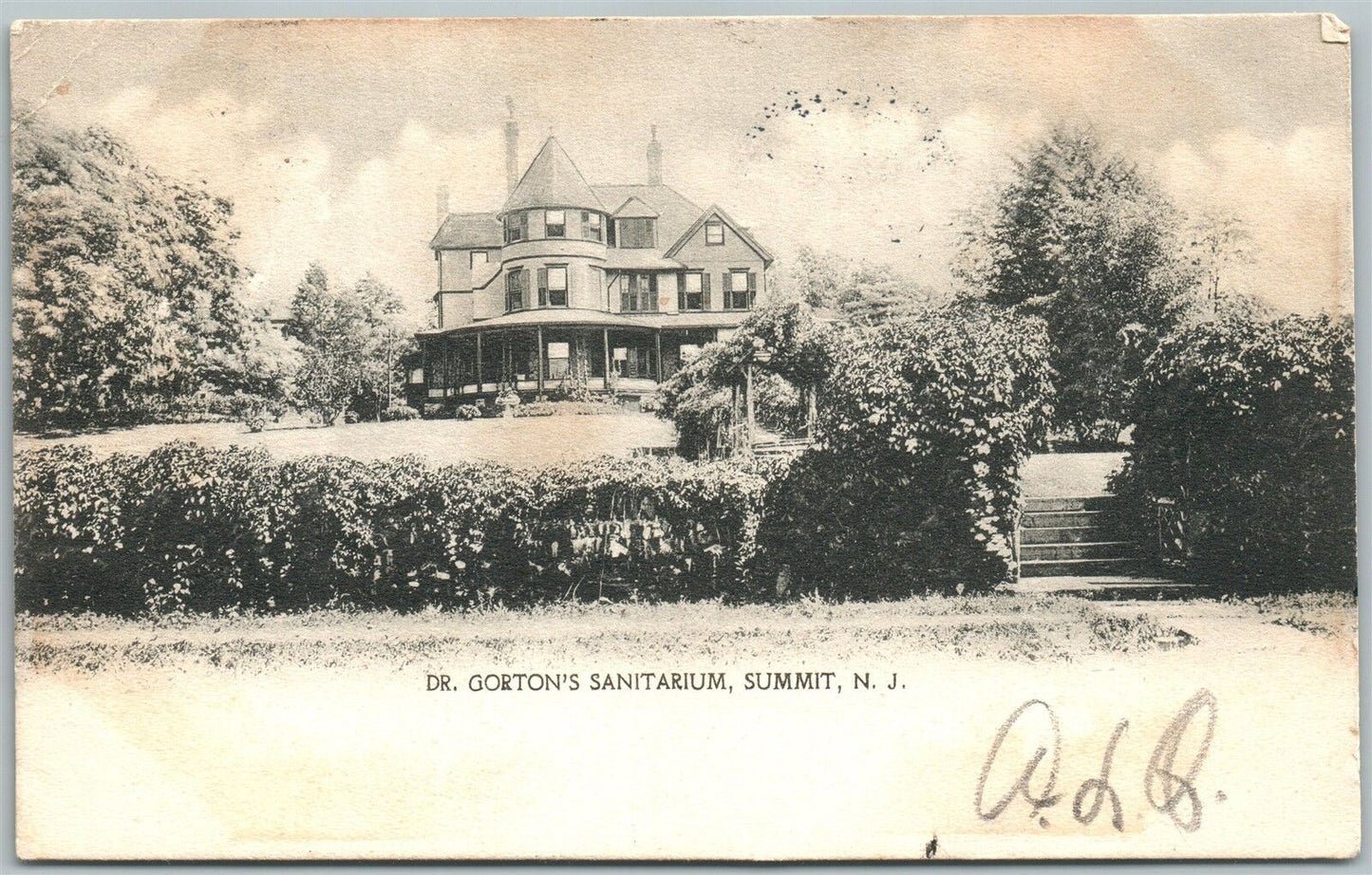SUMMIT NJ DR.GORTON'S SANITARIUM 1905 UNDIVIDED ANTIQUE POSTCARD