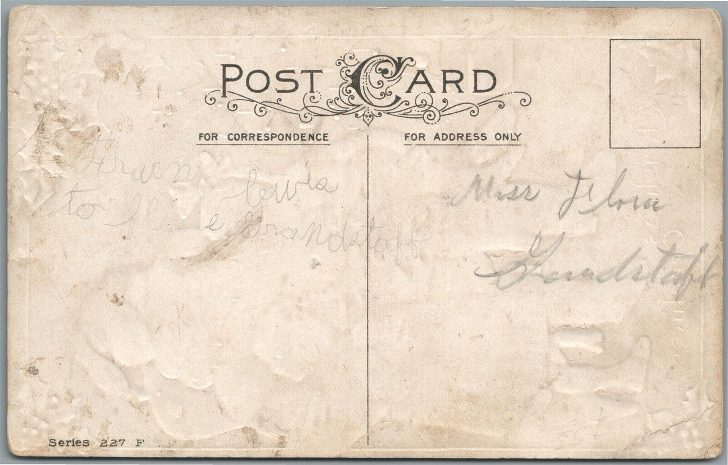 SANTA w/ GIRLS CHRISTMAS GREETINGS ANTIQUE POSTCARD