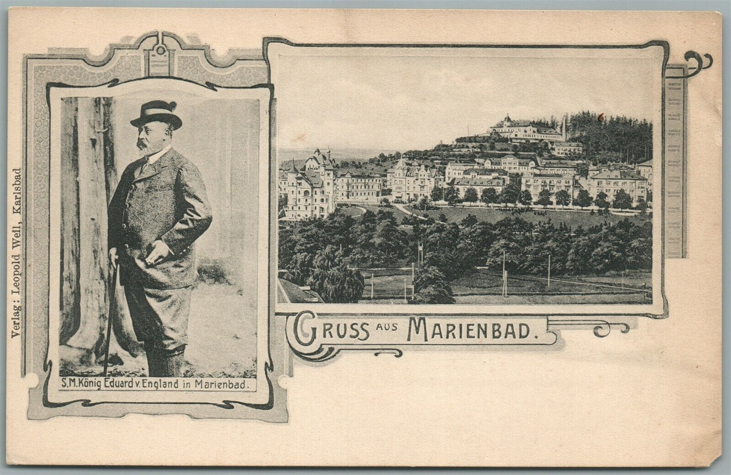 MARIENBAD GERMANY BRITISH KING EDWARD ANTIQUE POSTCARD