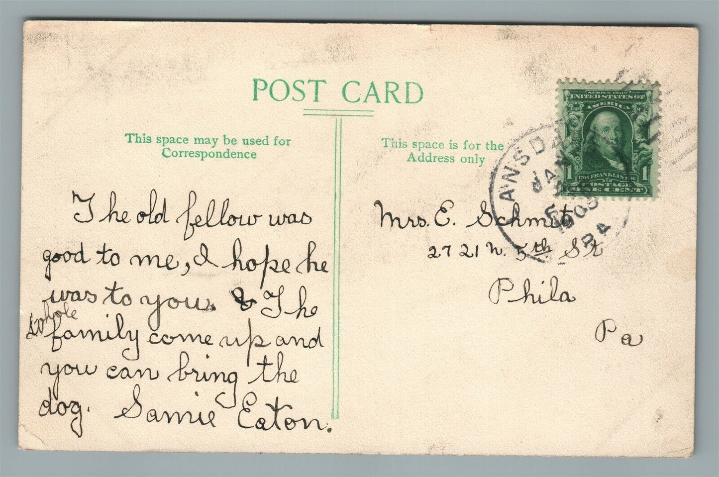 LANSDALE PA COLUMBIA AVENUE ANTIQUE POSTCARD