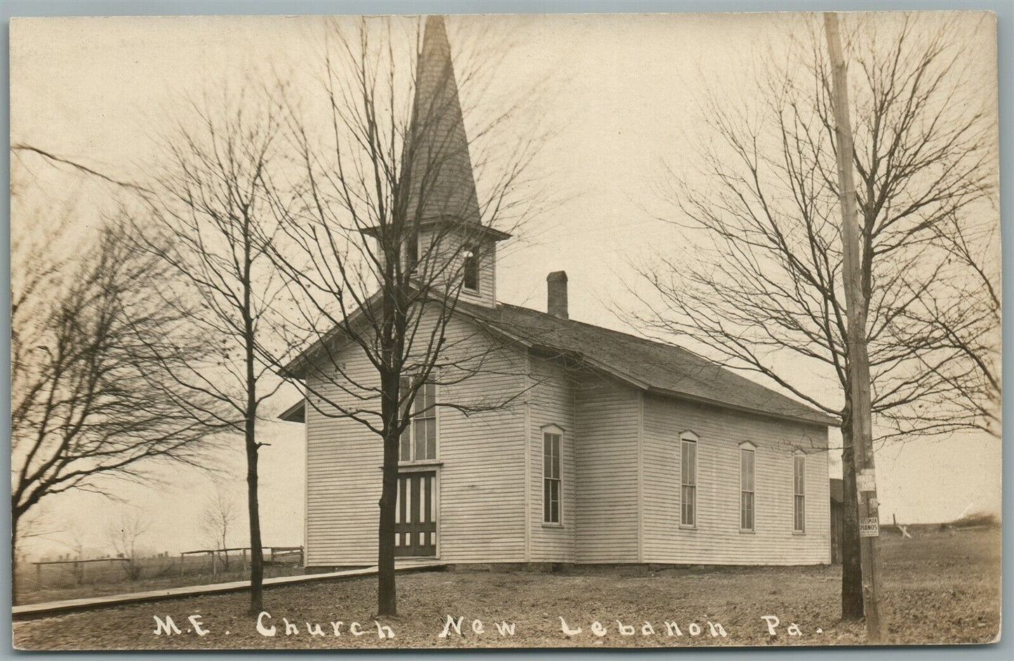NEW LEBANON PA M.E. CHURCH ANTIQUE REAL PHOTO POSTCARD RPPC