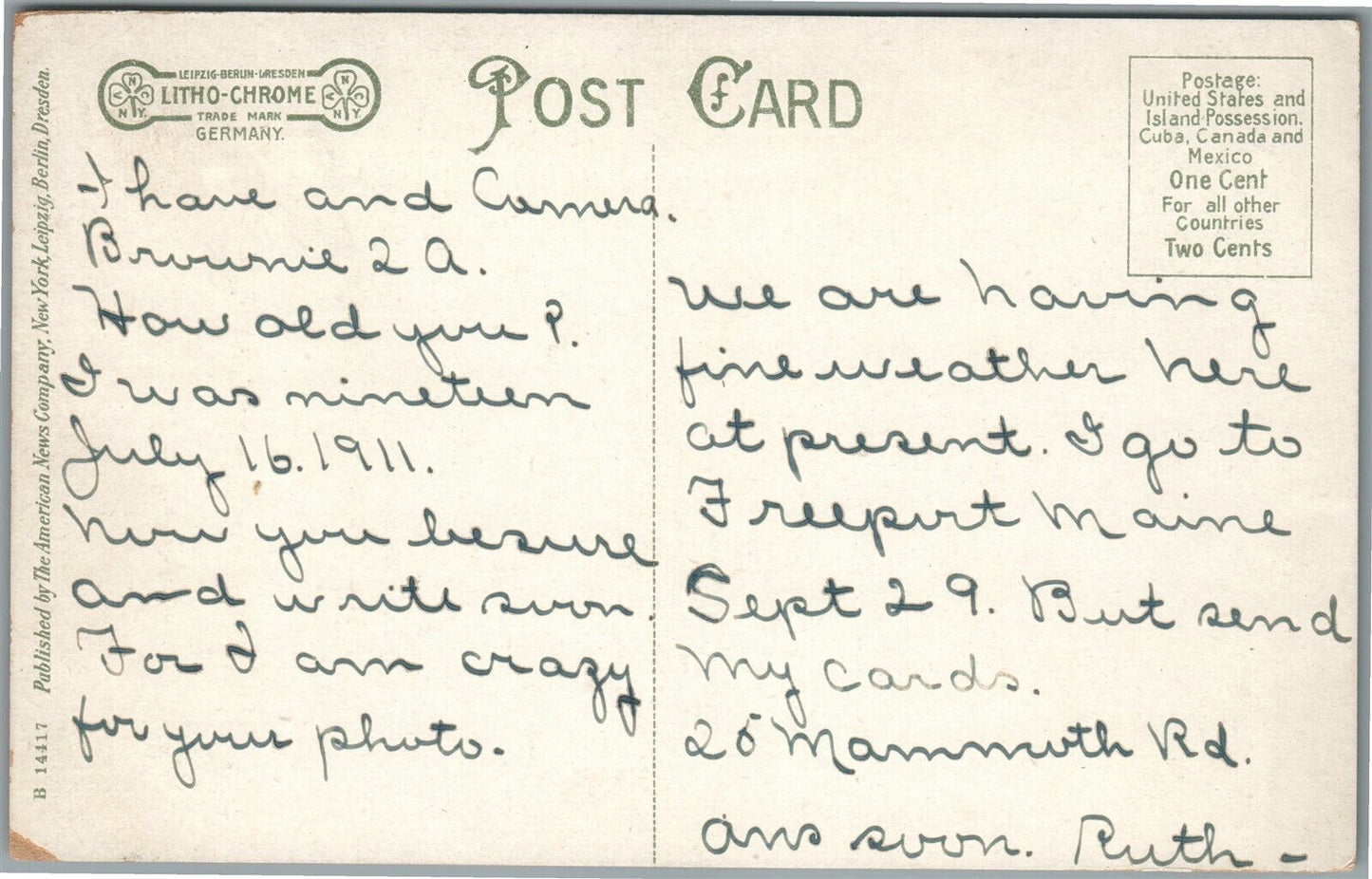 MANCHESTER NH HANOVER STREET ANTIQUE POSTCARD