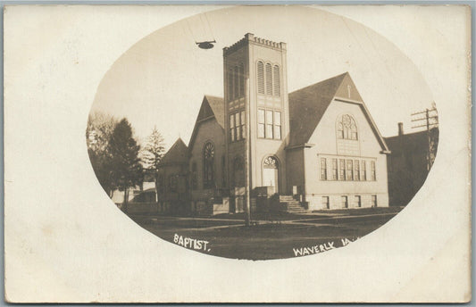 WAVERLY IA BAPTIST CHURCH ANTIQUE REAL PHOTO POSTCARD RPPC