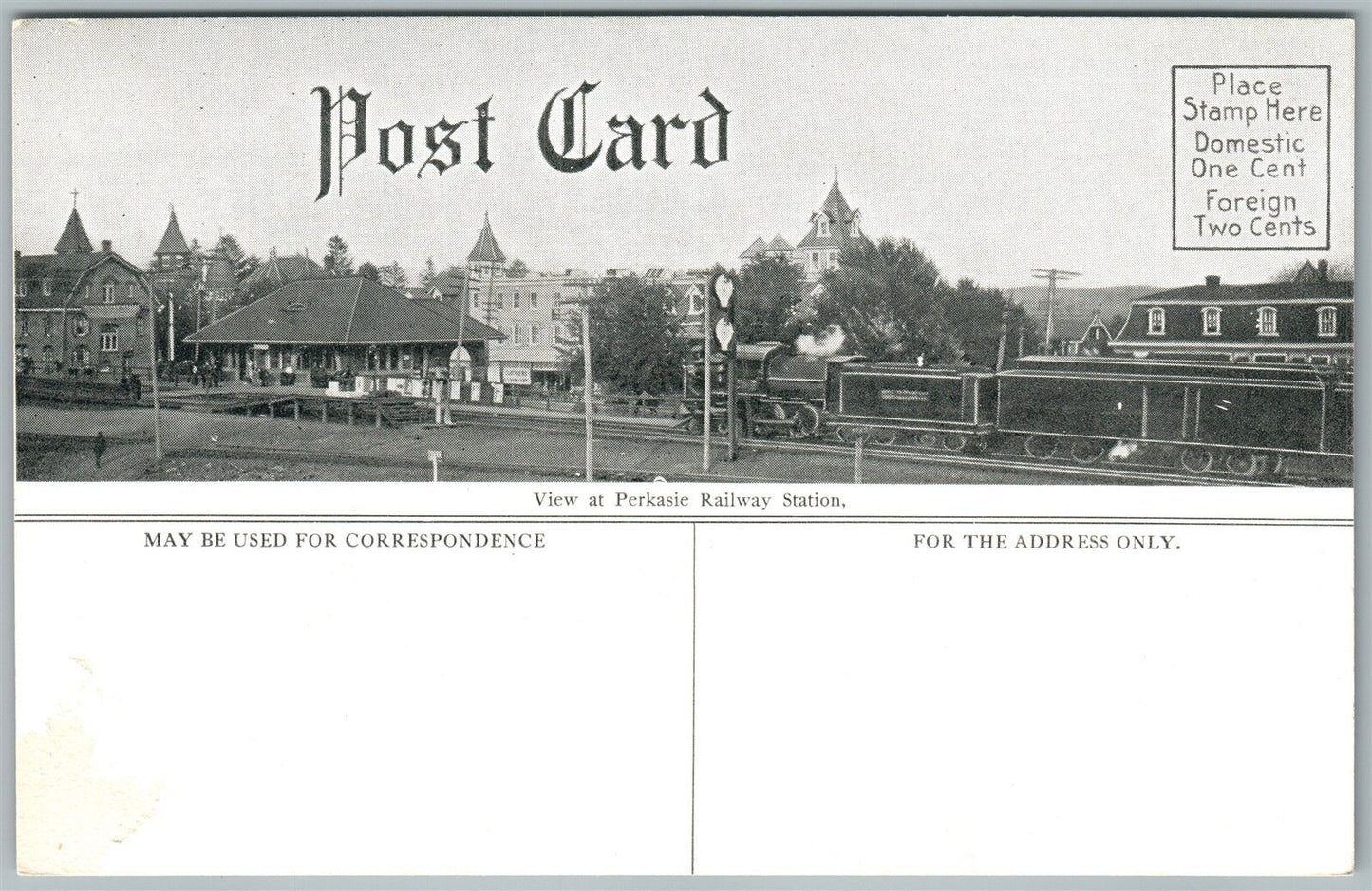 BLOOMING GLEN & PERKASIE BUCKS CO PA CHAPEL & RAILWAY STATION ANTIQUE POSTCARD