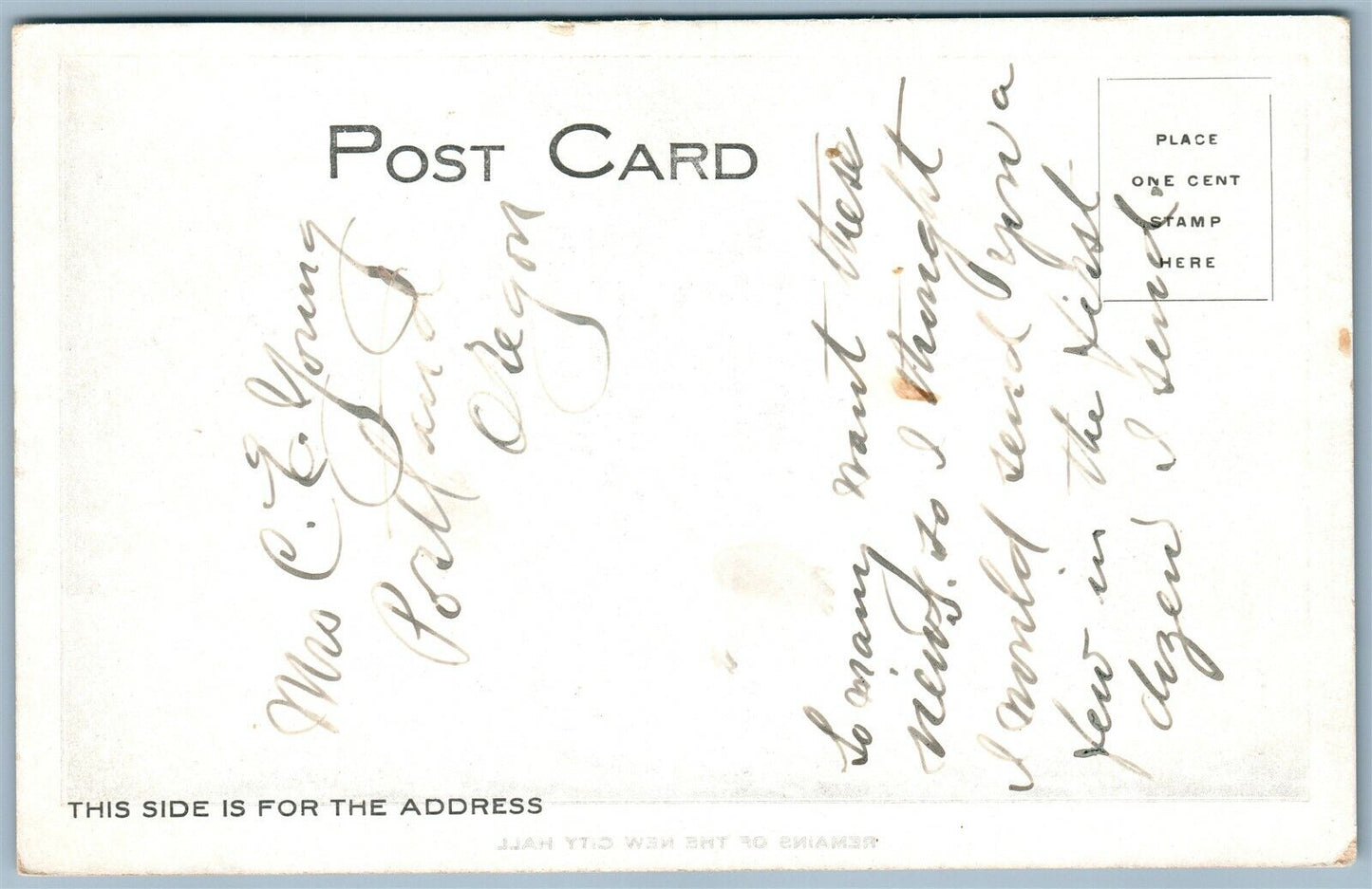 SAN FRANCISCO CA REMAINS OF THE NEW CITY HALL ANTIQUE POSTCARD