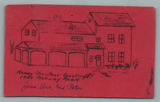 PLAINFIELD NJ CHRISTMAS GREETINGS RAHWAY ROAD VINTAGE POSTCARD