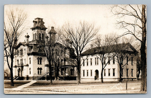 STERLING IL SECOND WARD SCHOOL ANTIQUE REAL PHOTO POSTCARD RPPC