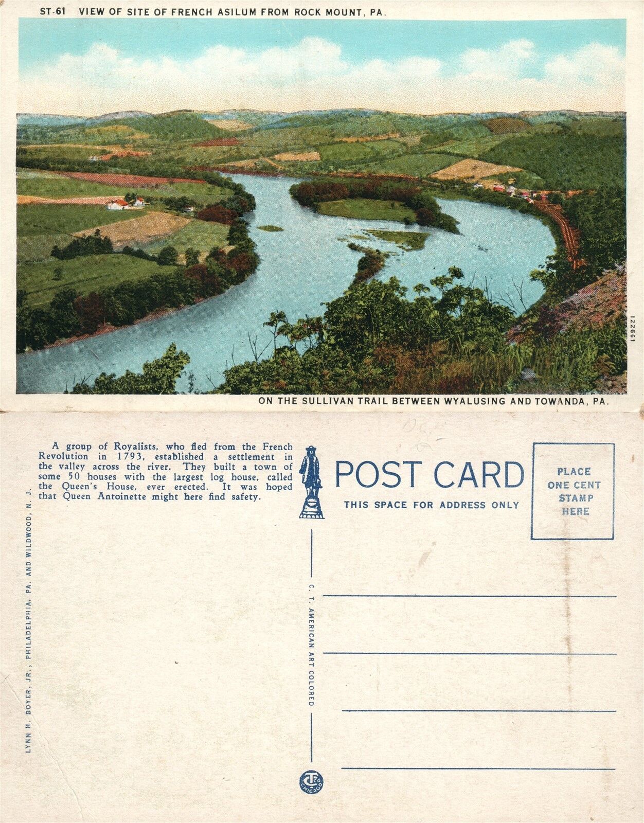 SULLIVAN TRAIL BETWEEN WYALUSING & TOWANDA VINTAGE POSTCARD