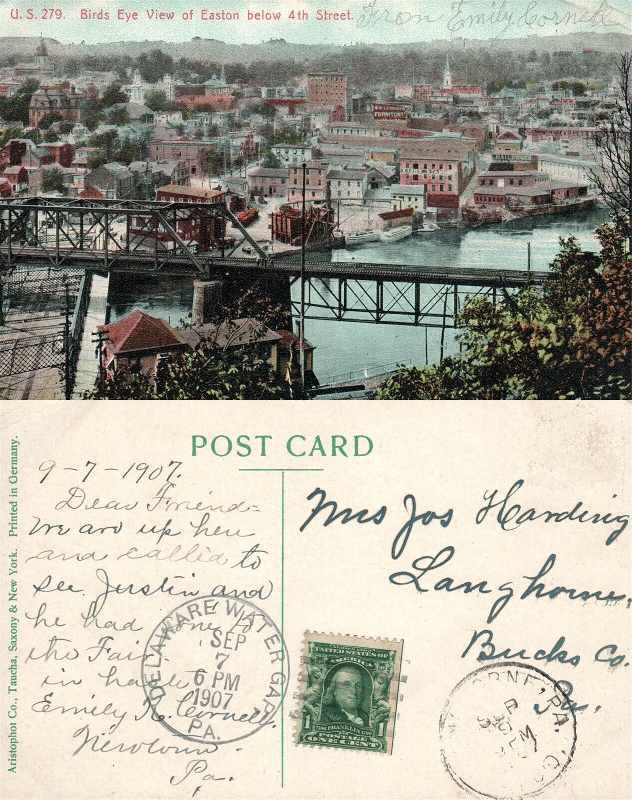EASTON PA BELOW 4th STREET ANTIQUE POSTCARD