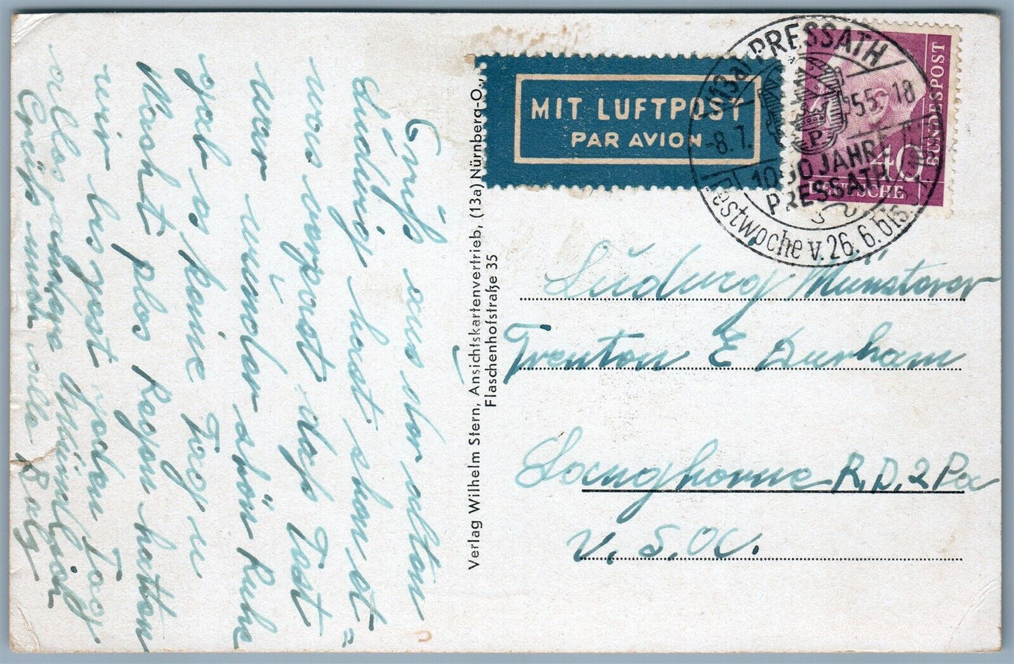 PRESSATH GERMANY STREET SCENE VINTAGE REAL PHOTO POSTCARD RPPC w/ STAMP