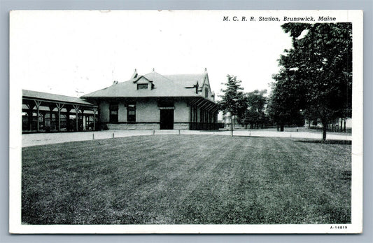 BRUNSWICK ME RAILROAD STATION ANTIQUE POSTCARD RAILWAY DEPOT