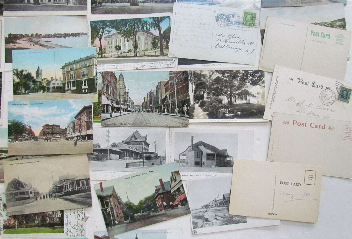 MASSACHUSETTS lot of 42 MA ANTIQUE POSTCARDS