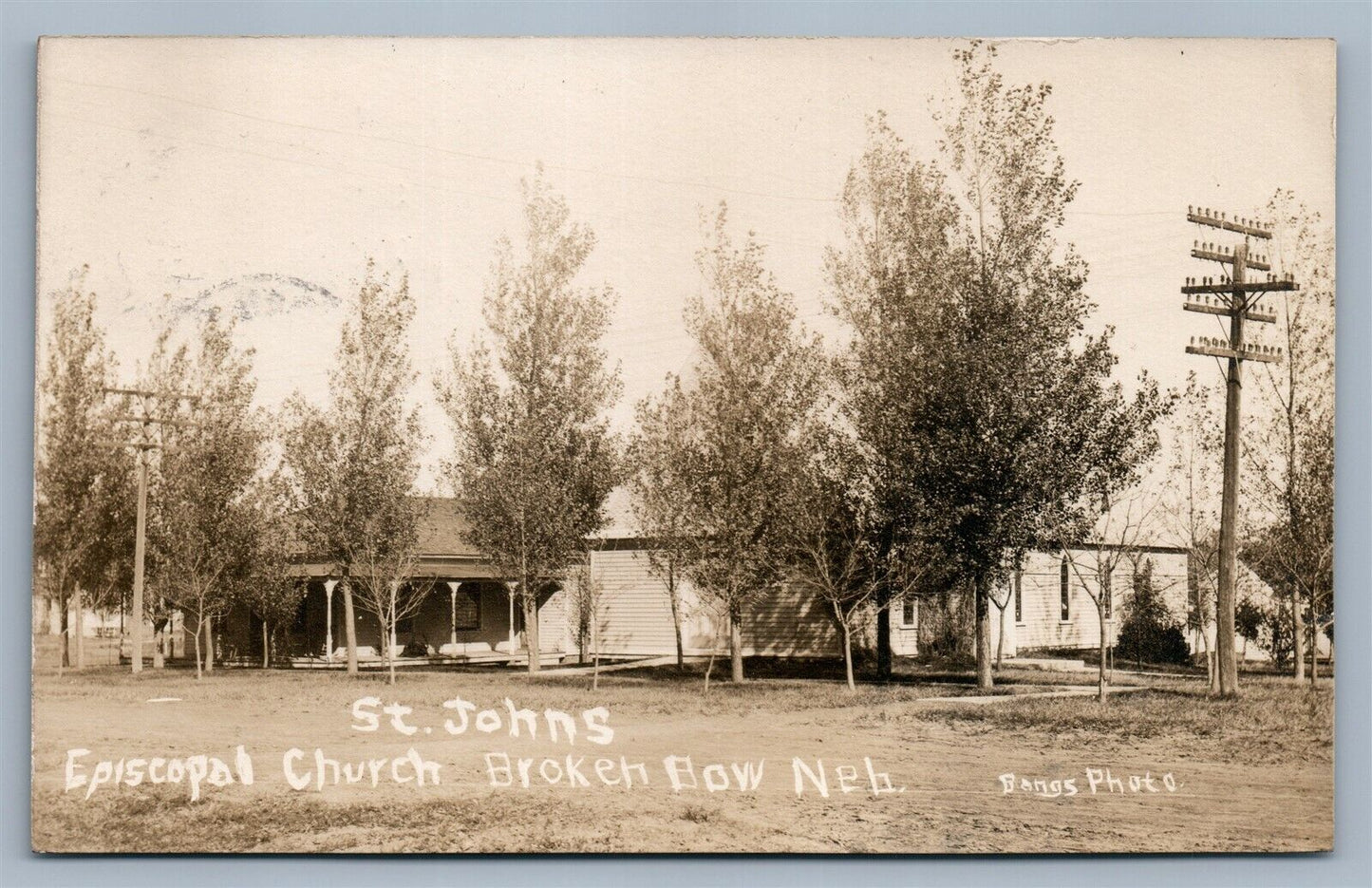 BROKEN BOW NE ST.JOHN'S EPISCOPAL CHURCH 1911 ANTIQUE REAL PHOTO POSTCARD RPPC