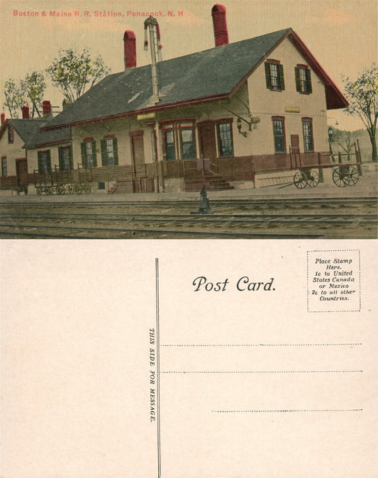 PENACOCK N.H. BOSTON & MAINE RAILROAD STATION ANTIQUE POSTCARD railway depot