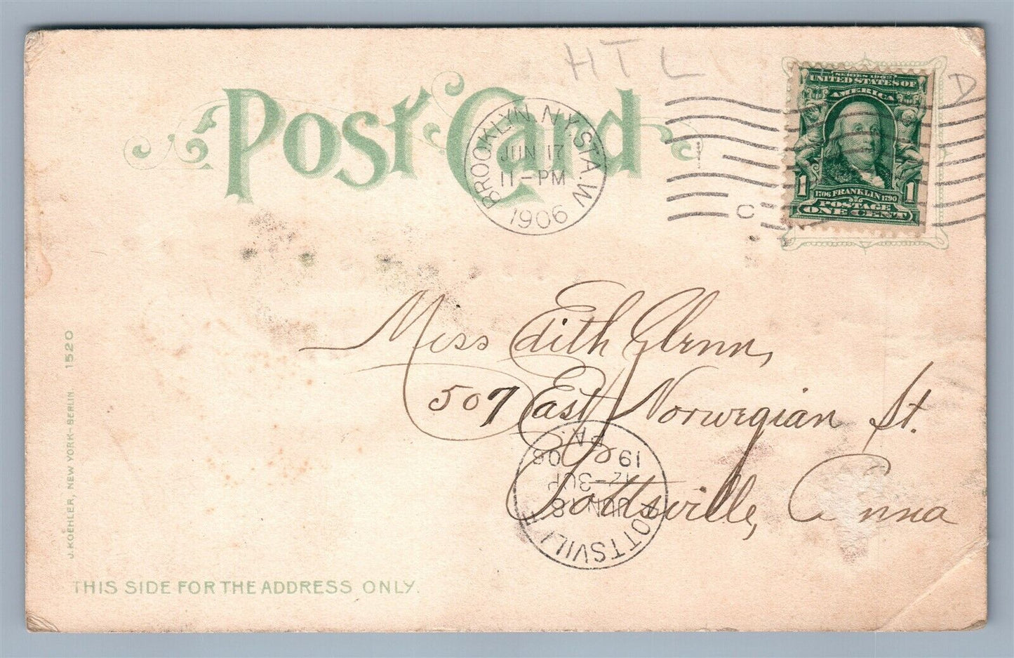 NEW YORK NY CENTRAL PARK HOLD TO LIGHT ANTIQUE POSTCARD HTL by J.KOEHLER