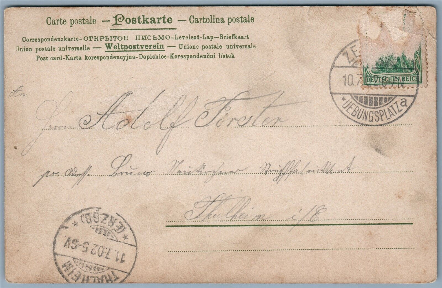 ZEITHAIN GERMANY MILITARY CAMP UNDIVIDED ANTIQUE POSTCARD