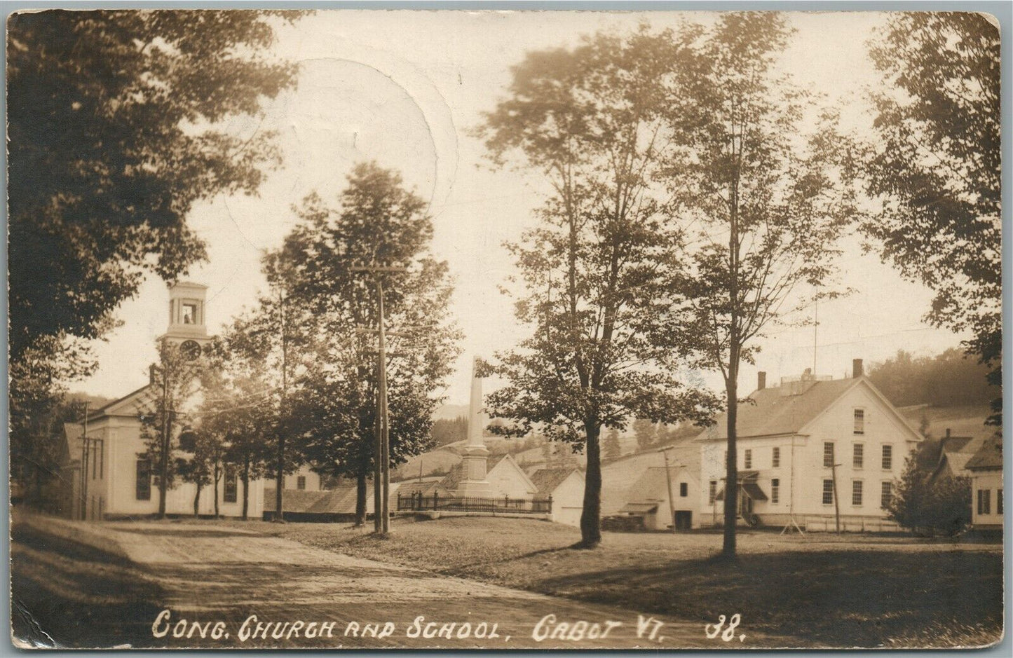 CABOT VT CONG. CHURCH & SCHOOL ANTIQUE REAL PHOTO POSTCARD RPPC