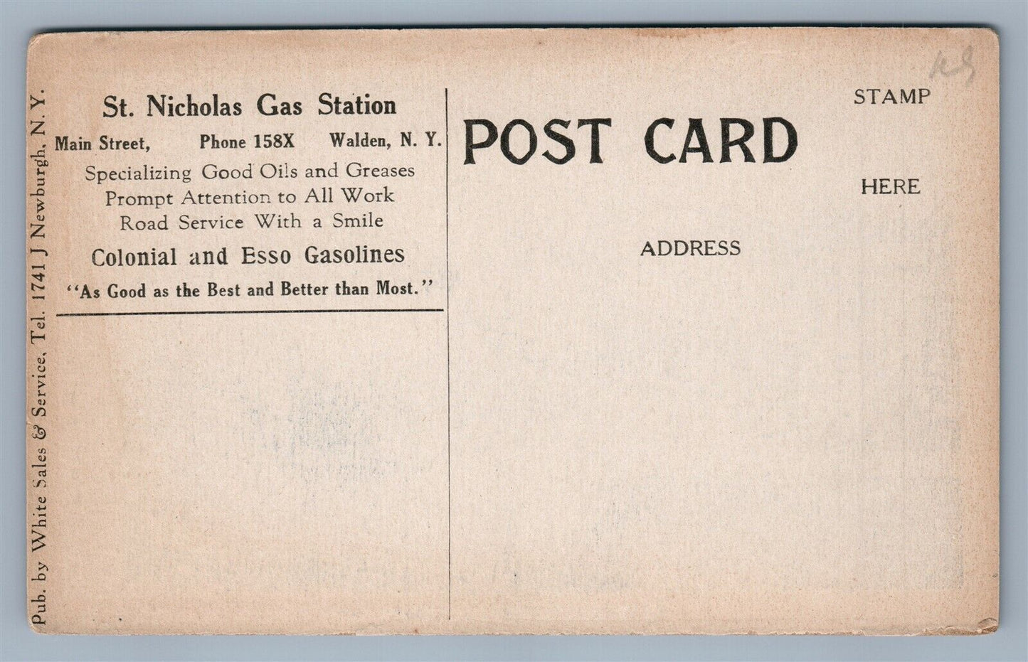 WALDEN NY A.B. GARRISON GAS STATION MAIN STREET ANTIQUE POSTCARD