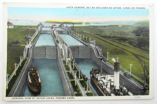 VINTAGE POSTCARD - GATUN LOCKS PANAMA CANAL