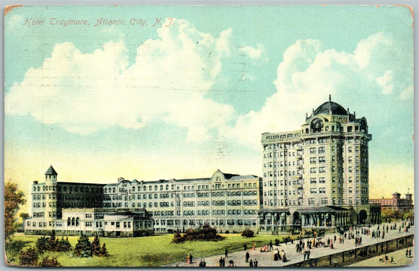 ATLANTIC CITY NJ HOTEL TRAYMORE 1910 ANTIQUE POSTCARD