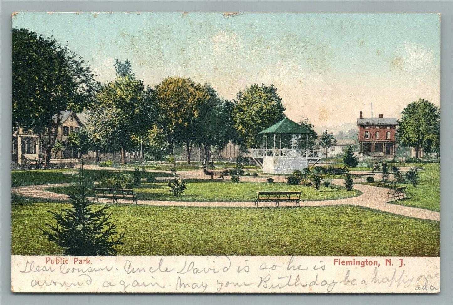 FLEMINGTON N.J. PUBLIC PARK ANTIQUE POSTCARD