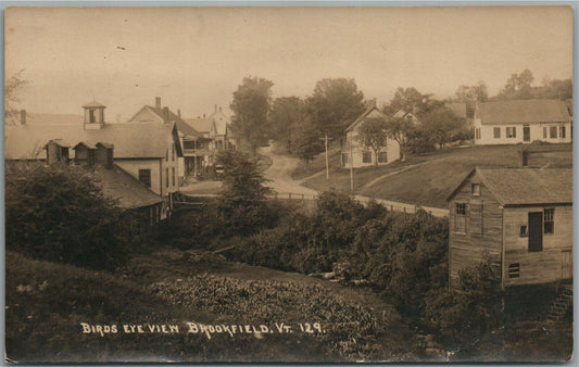 BROOKFIELD VT BIRDS EYE VIEW ANTIQUE REAL PHOTO POSTCARD RPPC