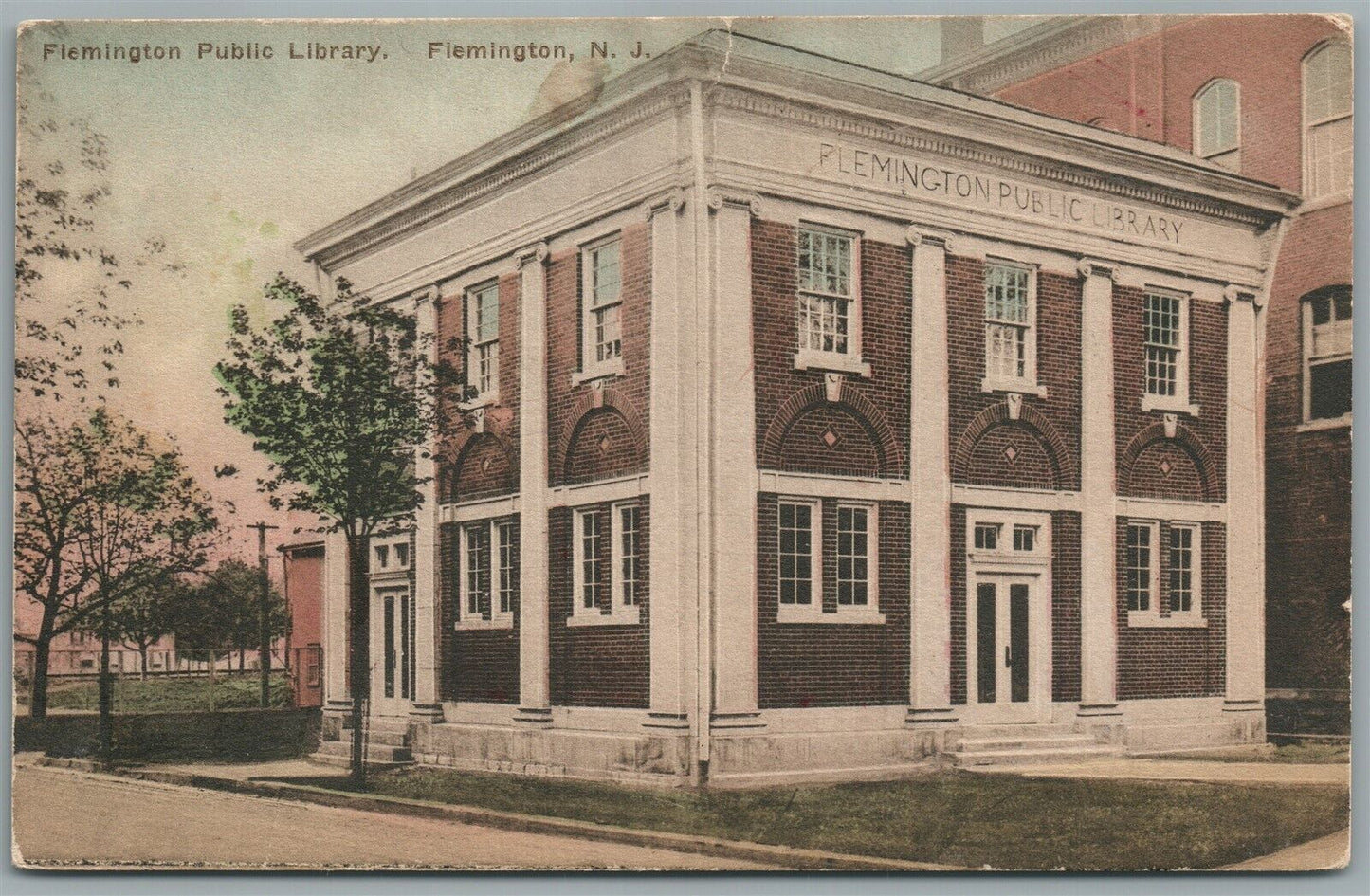 FLEMINGTON NJ PUBLIC LIBRARY ANTIQUE POSTCARD