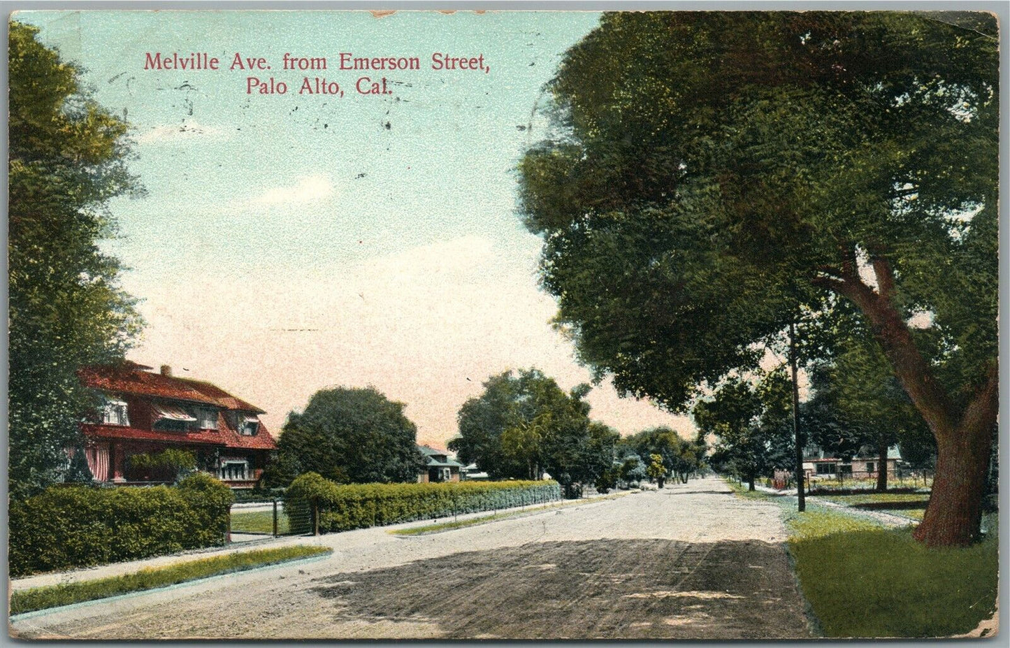 PALO ALTO CA MELVILLE AVE. ANTIQUE POSTCARD