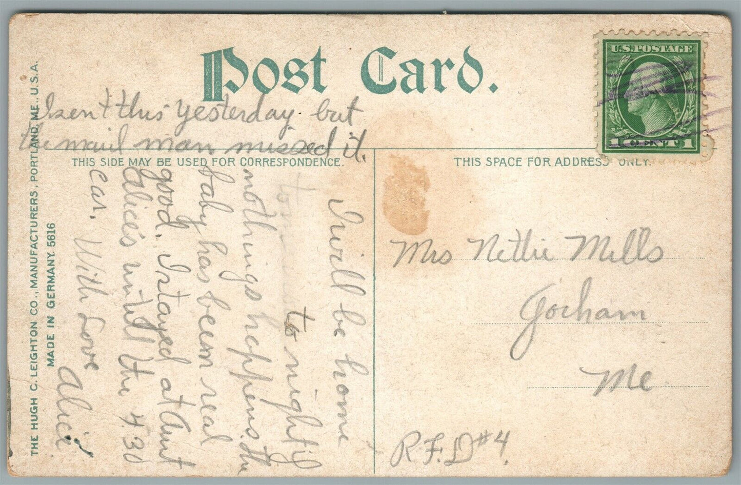 YORK VILLAGE ME ANTIQUE POSTCARD