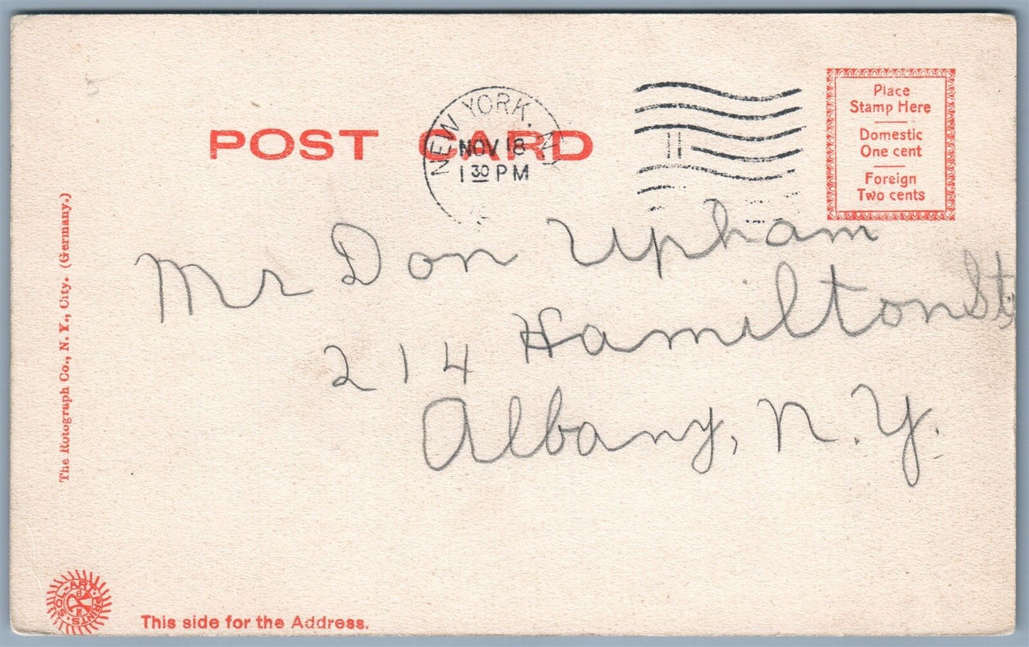 NEW YORK CITY JUMEL MANSION UNDIVIDED ANTIQUE POSTCARD