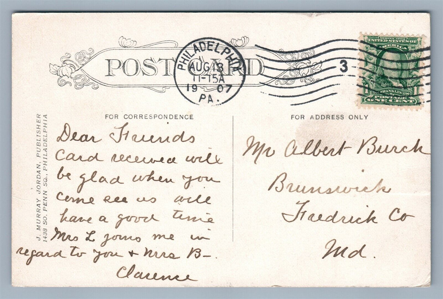 BRIDGETON NJ LAUREL STREET ANTIQUE POSTCARD