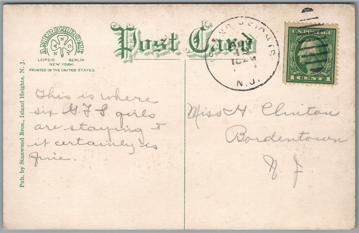 ISLAND HEIGHTS NJ THE SPRINGS ANTIQUE POSTCARD
