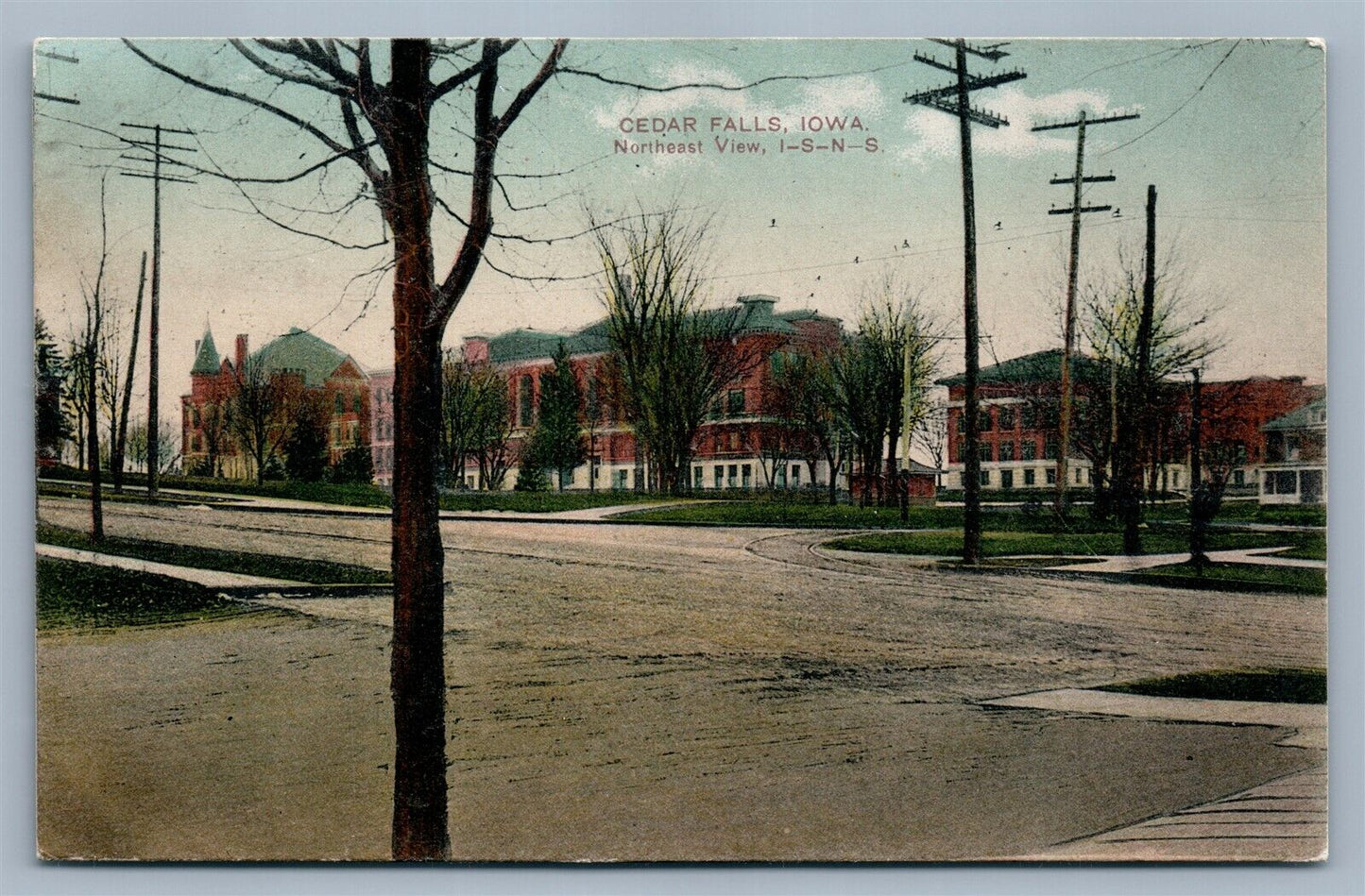 CEDAR FALLS IA NORTHEAST VIEW 1911 ANTIQUE POSTCARD