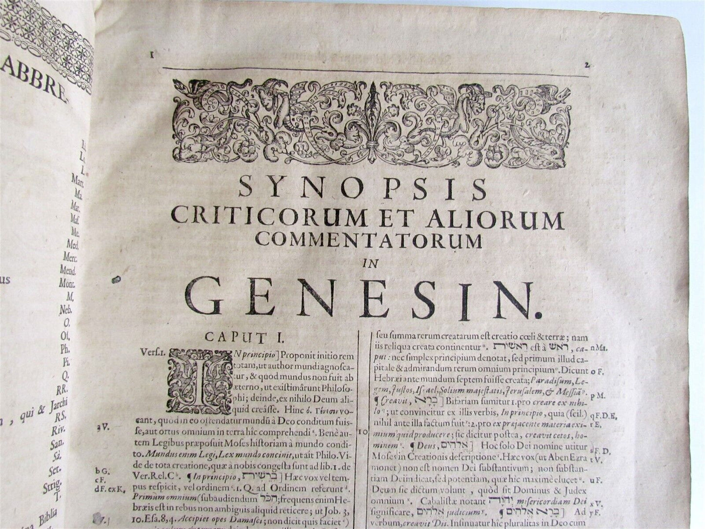 1678 BIBLE COMMENTARY by MATHEO POLO antique PIGSKIN BOUND MASSIVE FOLIO v. I