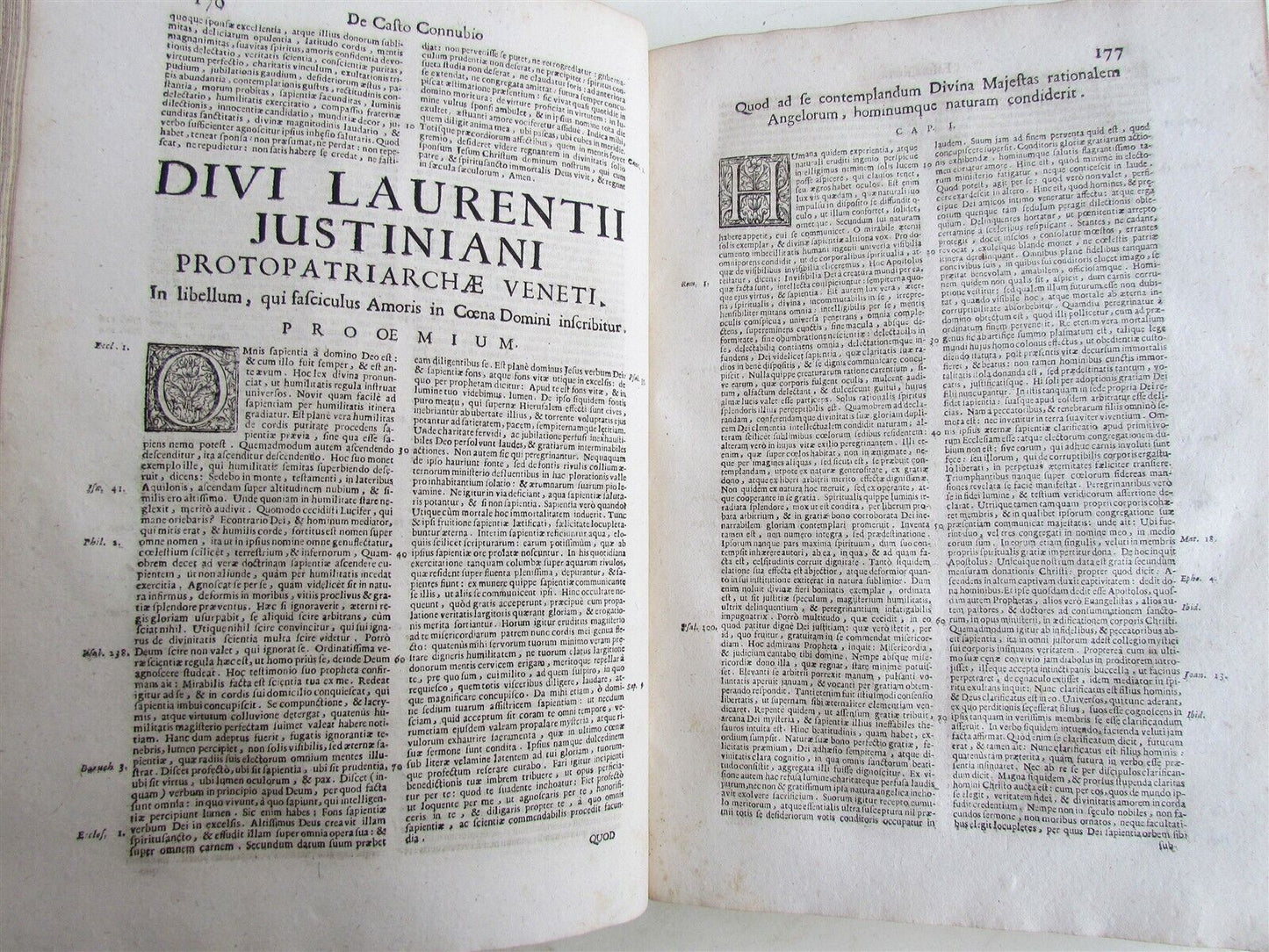 1721 DIVI LAURENTII JUSTINIANI OPERA OMNIA VELLUM BOUND FOLIO VENICE antique