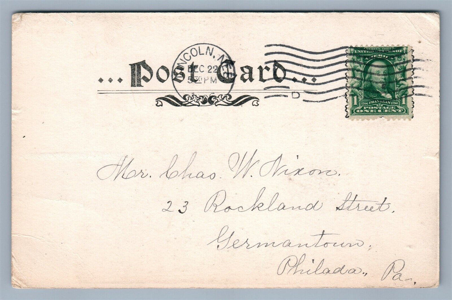 LINCOLN NE HOTEL ANTIQUE POSTCARD