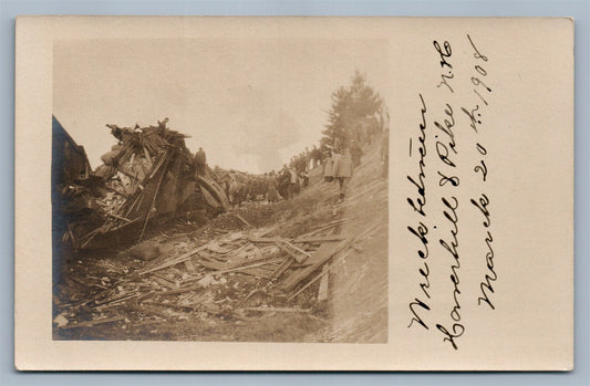TRAIN WRECK 1908 NEW HAMPSHIRE ANTIQUE REAL PHOTO POSTCARD RPPC railway railroad