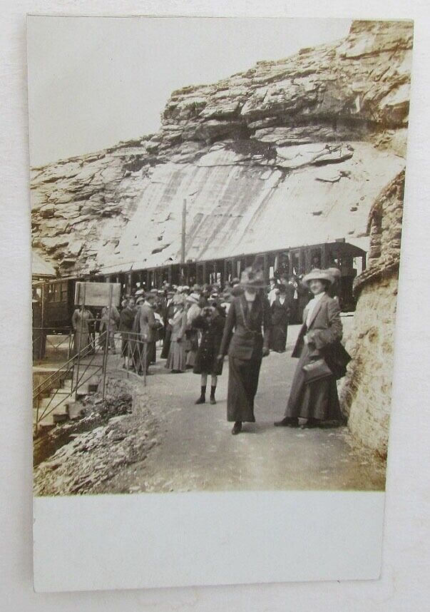 RPPC VINTAGE PHOTO POSTCARD - MOUNTAIN RAILROAD STATION railway train