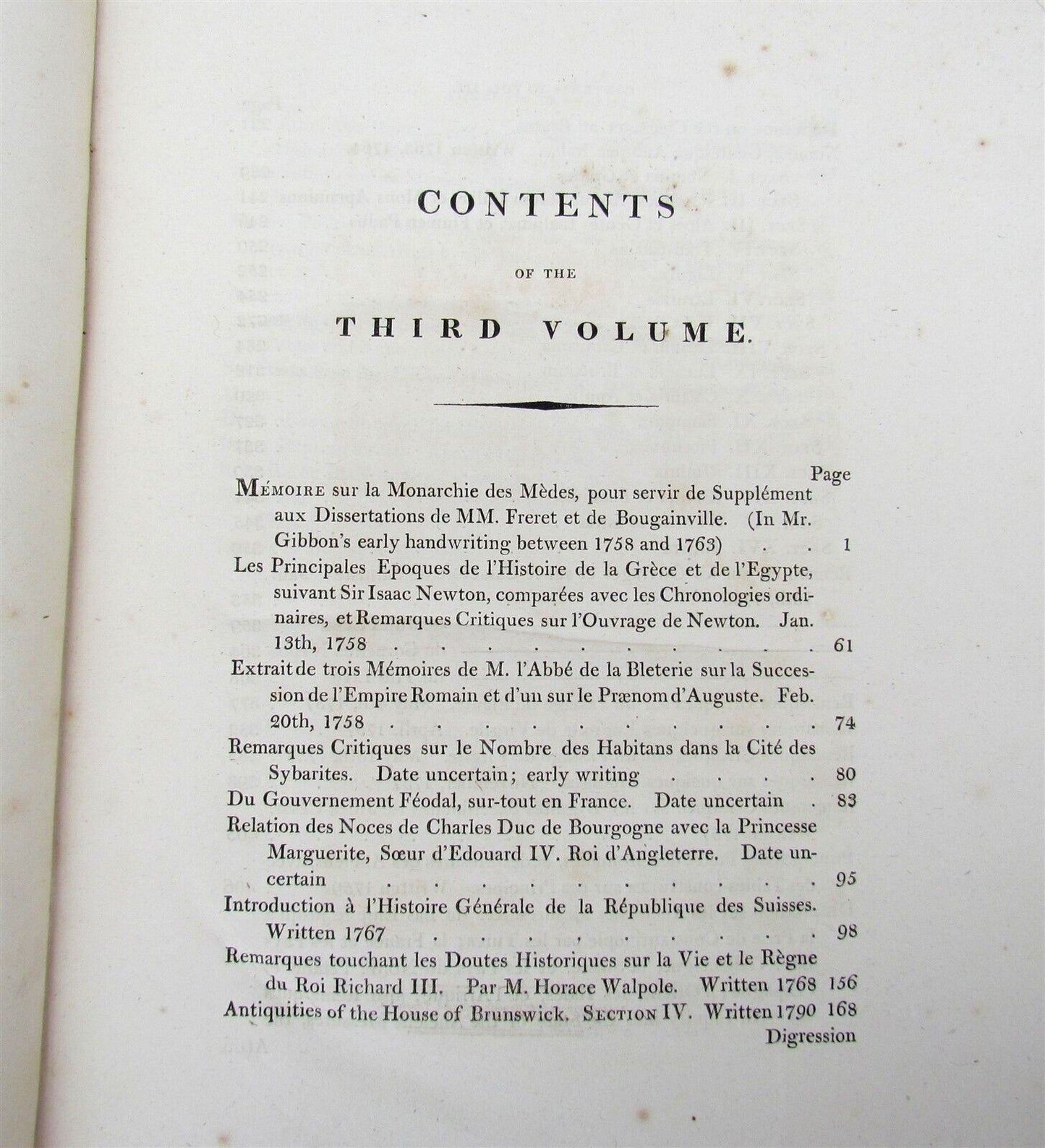 1815 MISCELLANEOUS WORKS of EDWARD GIBSON vol. 3 antique in ENGLISH